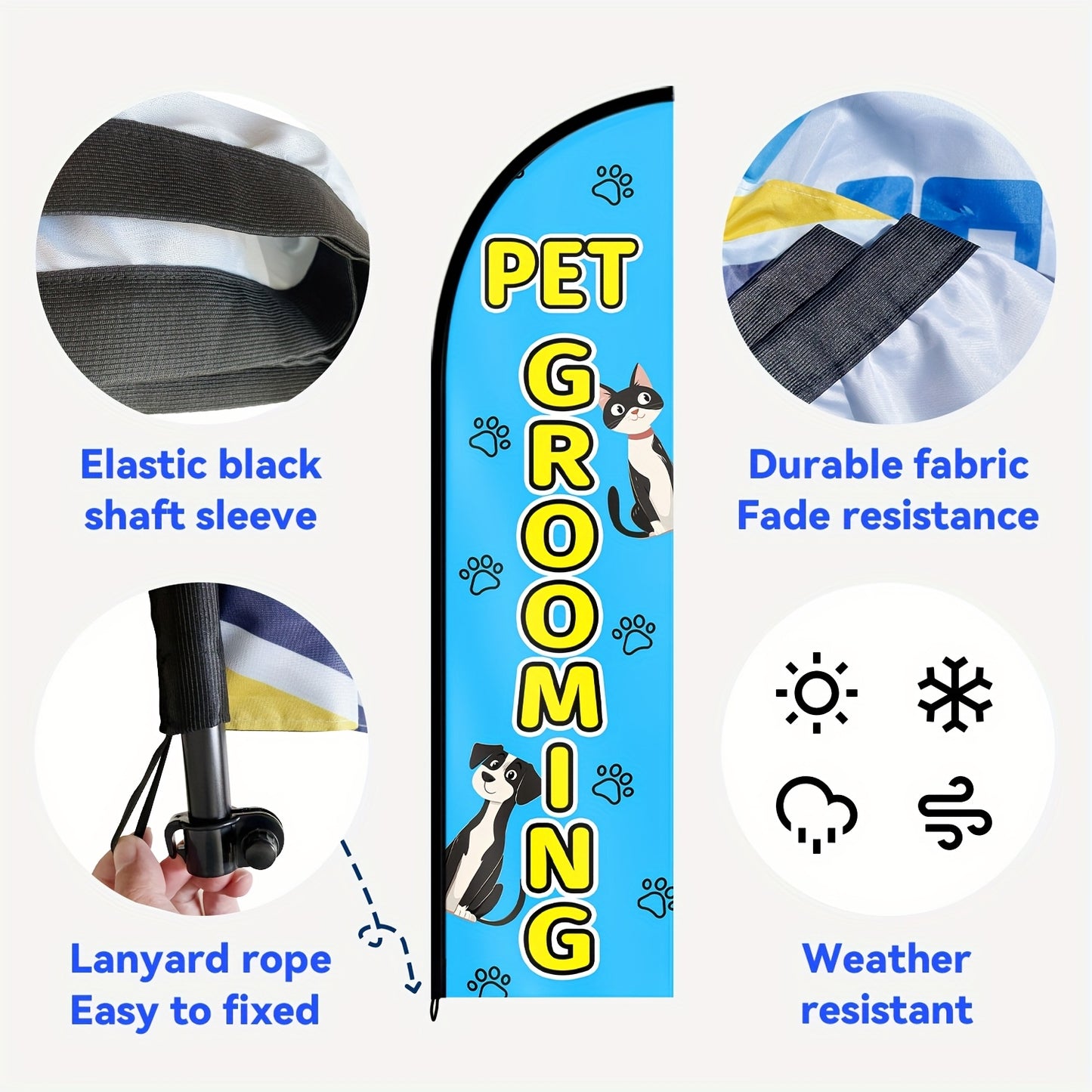 WOANIXY Pet Grooming Feather Flag, 1.6x6.6ft