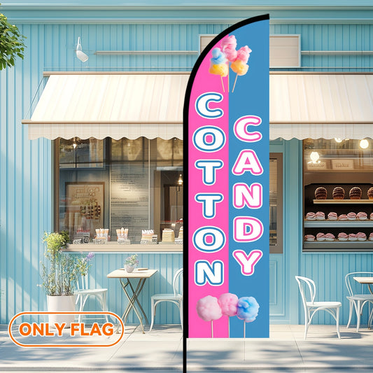 1pc Candy Store Signboard Flag - Dual-Sided Polyester Banner with Colorful Feather Design, Perfect for Promotional Activities & Store Decoration (Flagpole Not Included)