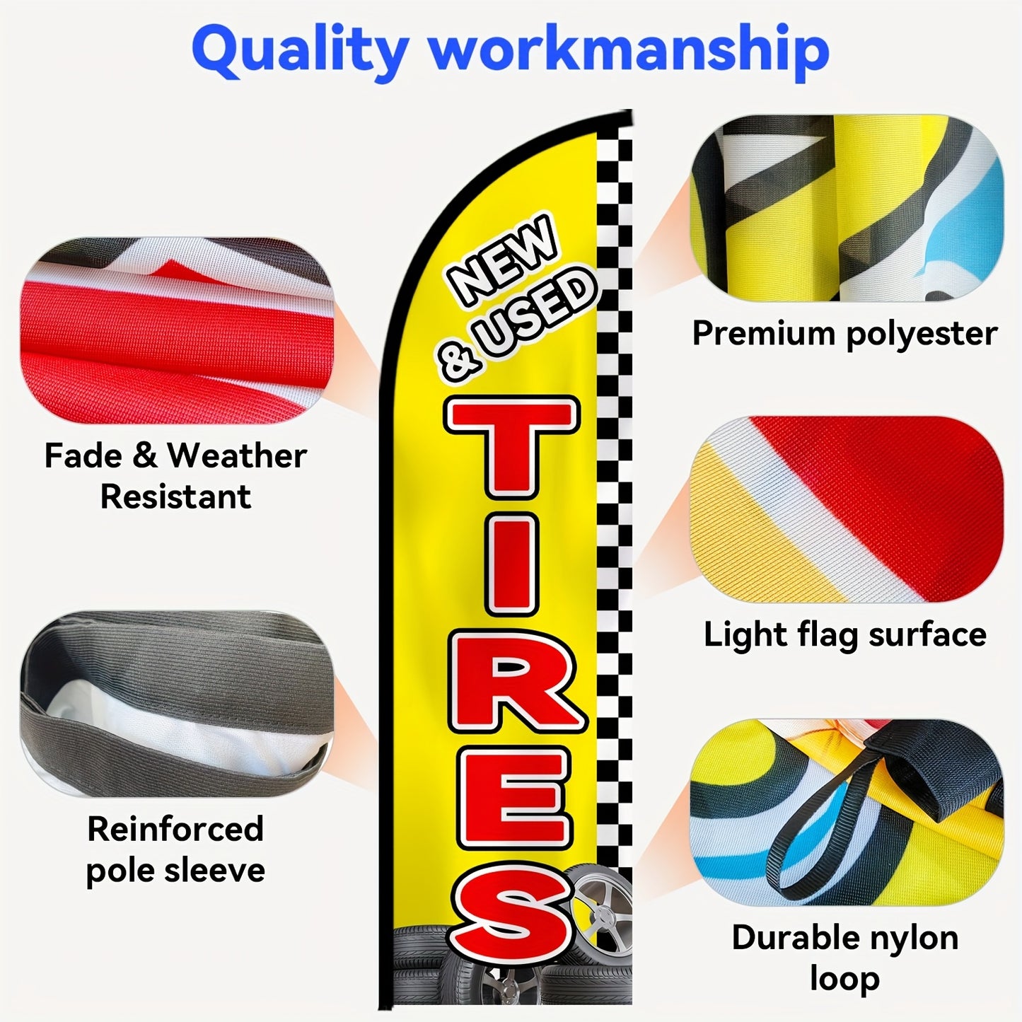 Tires Feather Flag with Pole Kit