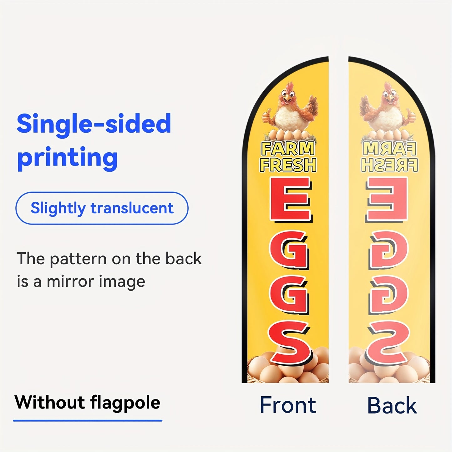 1pc Farm Fresh Eggs Outdoor Flag - Vibrant Yellow with Red & Green Accents, Double-Sided Polyester Advertising Banner for Shops, Promotions, and Events, Weather-Resistant & Fade-Proof, Promotional Banner | Vibrant Egg Design | Weatherresistant Fla
