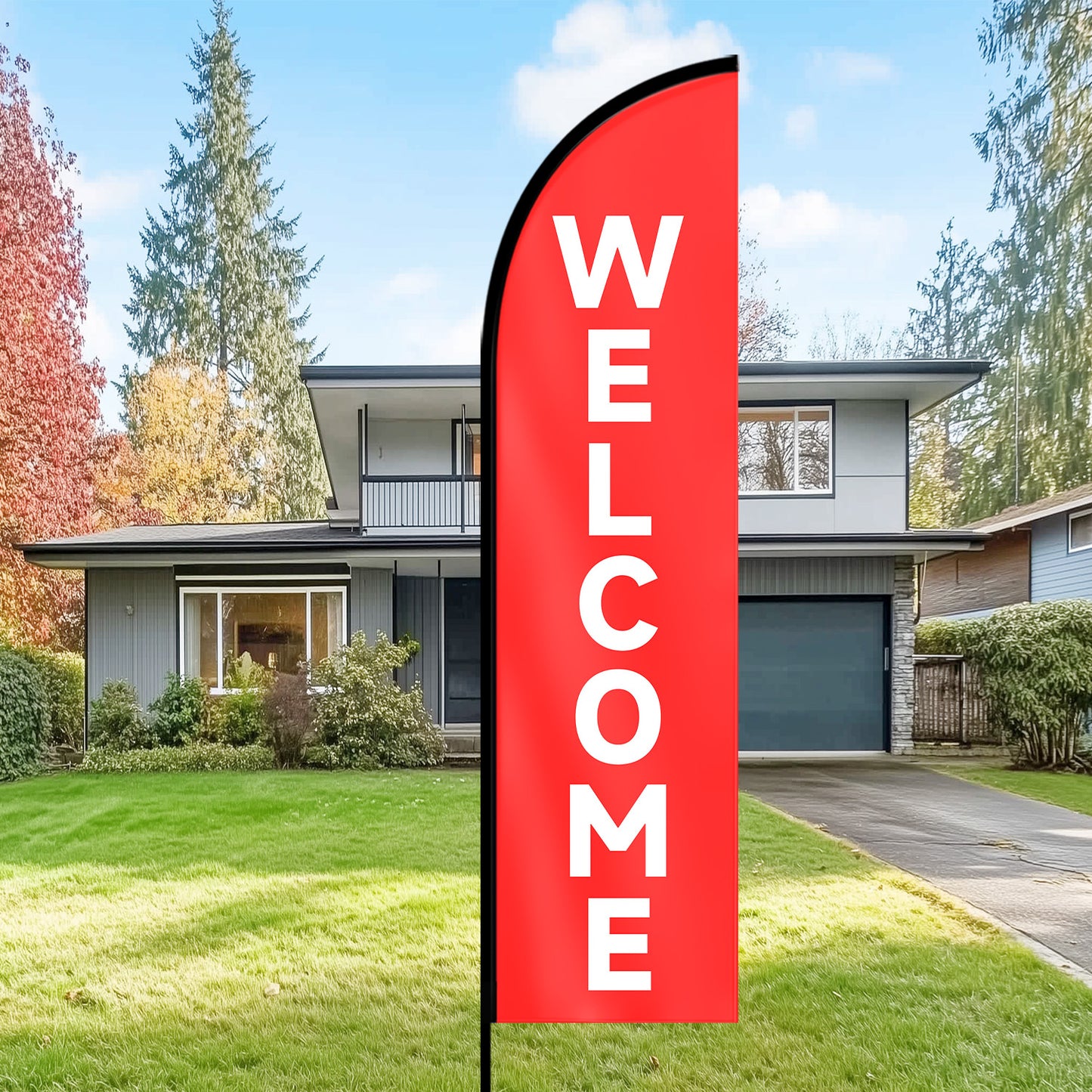 WOANIXY Welcome Feather Flag - 1.6x6.6ft