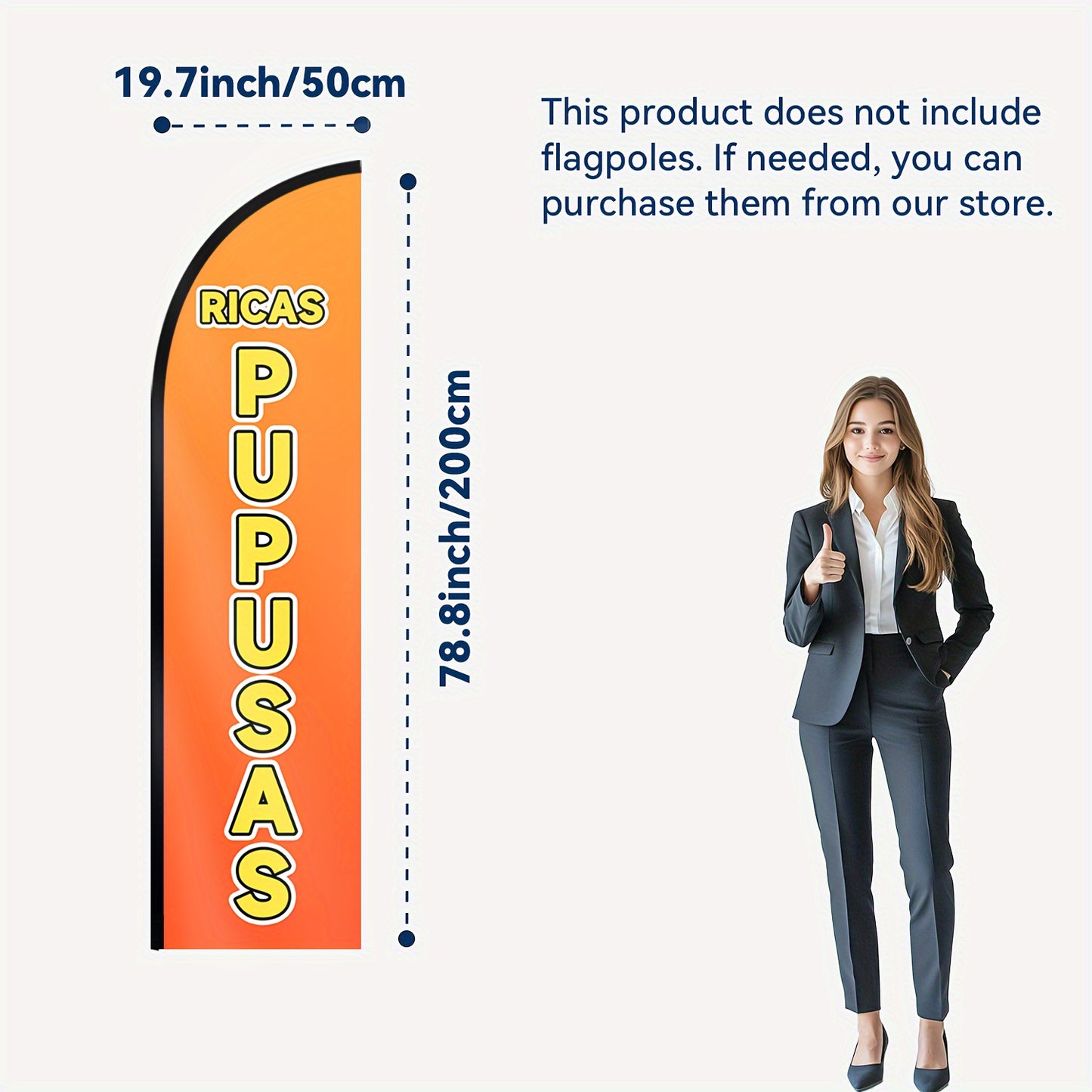 1pc Pupusas flag, Pupusas shop sign decoration, Pupusas feather flag, Pupusas flags, Pupusas banner, double-sided printing, high-quality polyester fabric, flag only, without flagpole