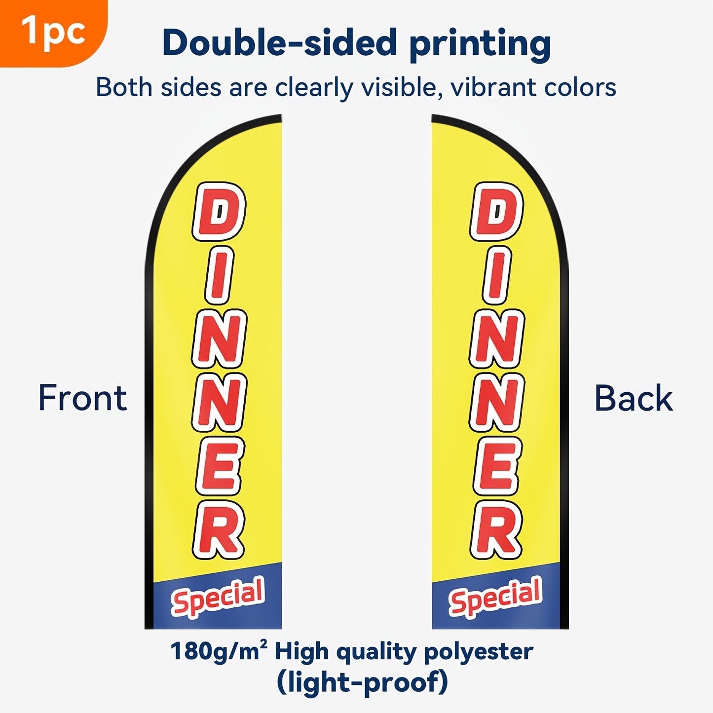 1pc Dinner Shop Flag, Dinner Shop Signboard Flag Banner, Dinner Shop Feather Flag, for Outdoor Advertising, Double-sided Or Single-sided Printing, Polyester Fabric, Only Flag, Excluding Flagpole, Signboard