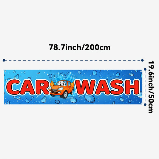 1pc Car Wash Banner, Eye-Catching Outdoor Advertising Sign, Large 184.91x50.04 cm Auto Cleaning Shop Banner, Polyester Fabric, Bright Colors for Garage, Detailing Center, Durable Material with 4 Grommets for Easy Hanging