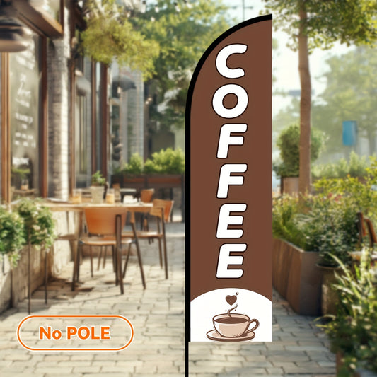 1pc of Coffee Shop Feather Flag, Office and Store Advertising Sign, Outdoor Café Promotional Vertical Flag, High-definition Printing, Suitable for Malls, Restaurants, and Street Stalls, Flag Size 50x200cm/72.8x19.7 Inches, Double-sided/single-sided
