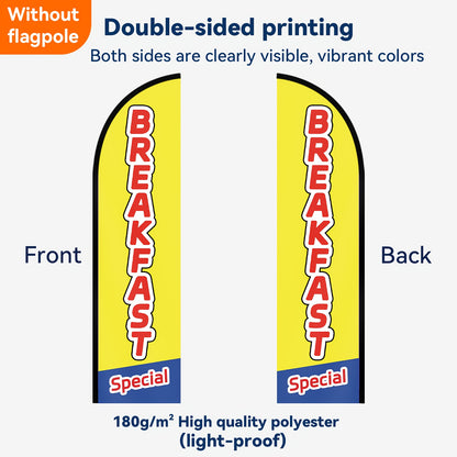 1pc Breakfast Feather Flag, Polyester, Single/Double-Sided Printing, Pole Mount, Not Including Flagpole, for Outdoor Advertising Promotion
