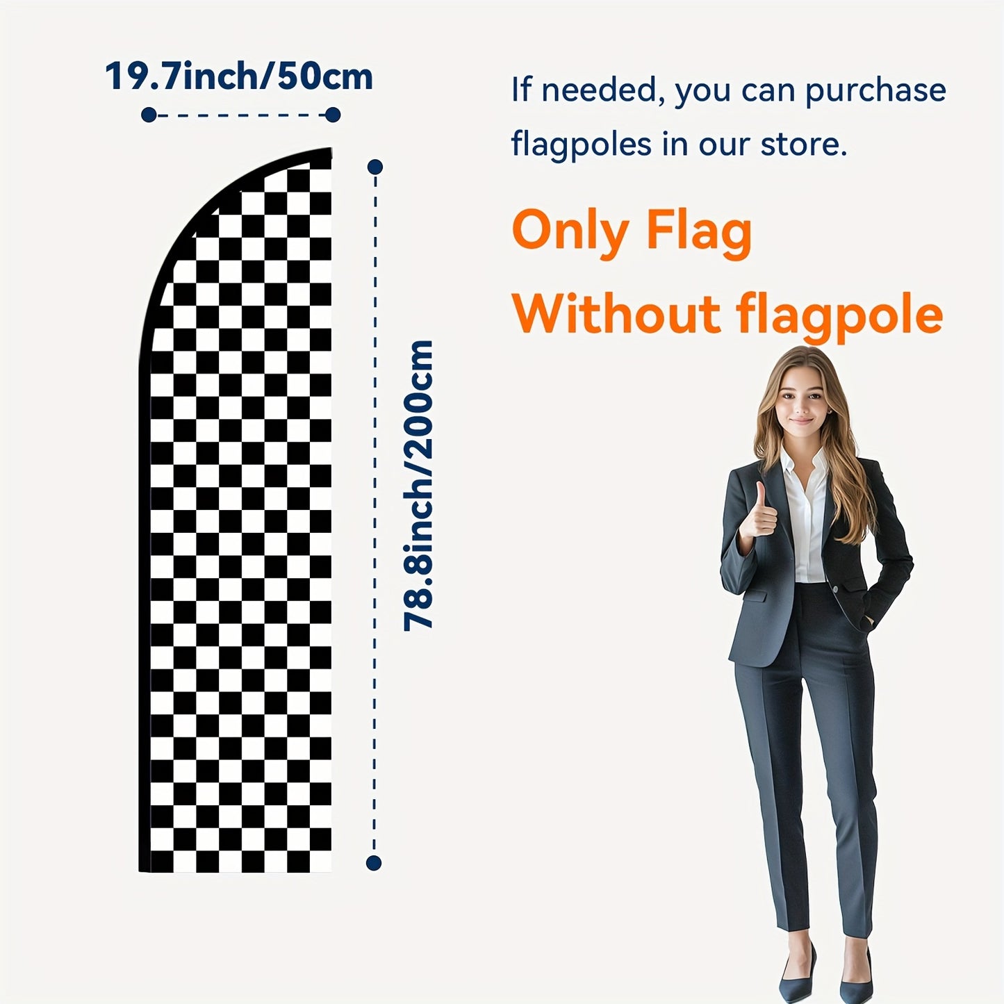1pc Chic Black & White Checkered Feather Flag - Durable Polyester Outdoor Banner for Advertising & Decoration, Pole-Mounted Design (Flag Only)