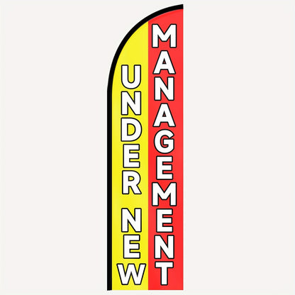 1pc Under New Management Feather Flag, Outdoor Flags, Store Signboard Banner, for Commercial Advertising Promotions, 48.77x201.17cm, Polyester Fabric, Fade Resistant, Weather Resistant. Flag Only (excluding Flagpole)