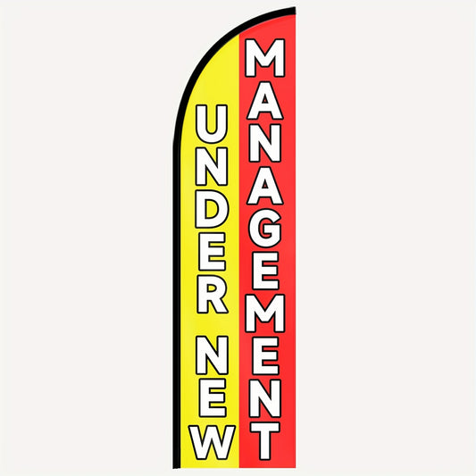 1pc Under New Management Feather Flag, Outdoor Flags, Store Signboard Banner, for Commercial Advertising Promotions, 48.77x201.17cm, Polyester Fabric, Fade Resistant, Weather Resistant. Flag Only (excluding Flagpole)