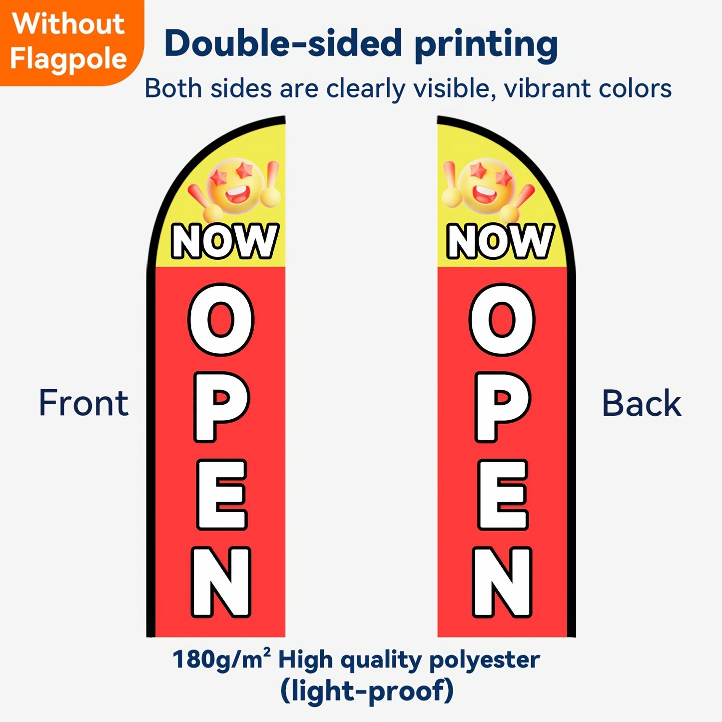 1pc Now Open Feather Flag, Grand Opening Banner, Business Reopening Sign, Storefront Advertising Flag, Welcome Customers Flag, Double/Single Sided Print, Polyester Material, Flag Only, No Pole