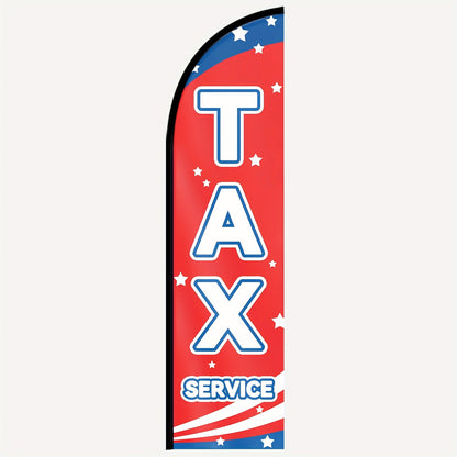 1pc Tax Service Feather Flag, Outdoor Flags, Store Signboard Banner, Suitable for Commercial Advertising Promotions, 48.77x201.17cm, Polyester Fabric, Double or Single sided Printing, Anti fading, Weather resistant. Flag only (excluding flagpole)