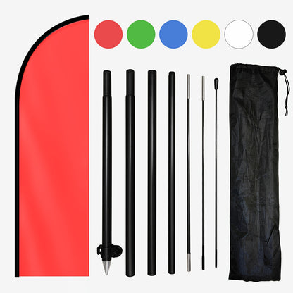 Single Solid Color Feather Flag Available in Red, Yellow, Blue, Green, White, And Black Options, Suitable for Outdoor Advertising, Business Promotions, Event Displays, And Signage. Measures 184.91X50.04 cm, with an Optional Pole Kit