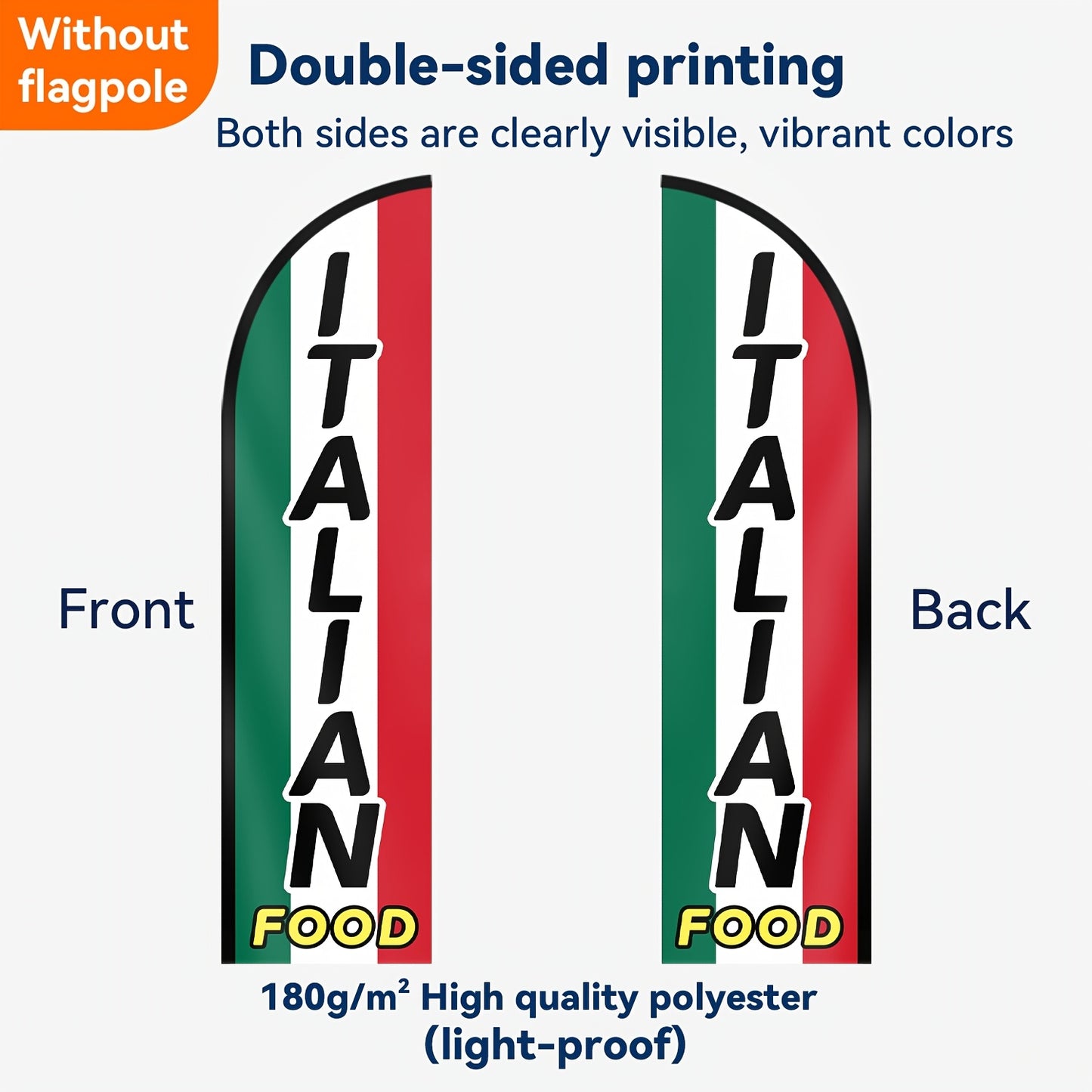 1pc Italian food store flag, Italian food store signboard banner, feather flag, for store advertising promotion decoration, double/single-sided printing, polyester fabric