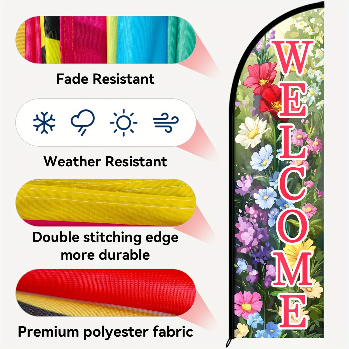 WOANIXY Welcome Feather Flag with Pole, 1.6x6.1ft