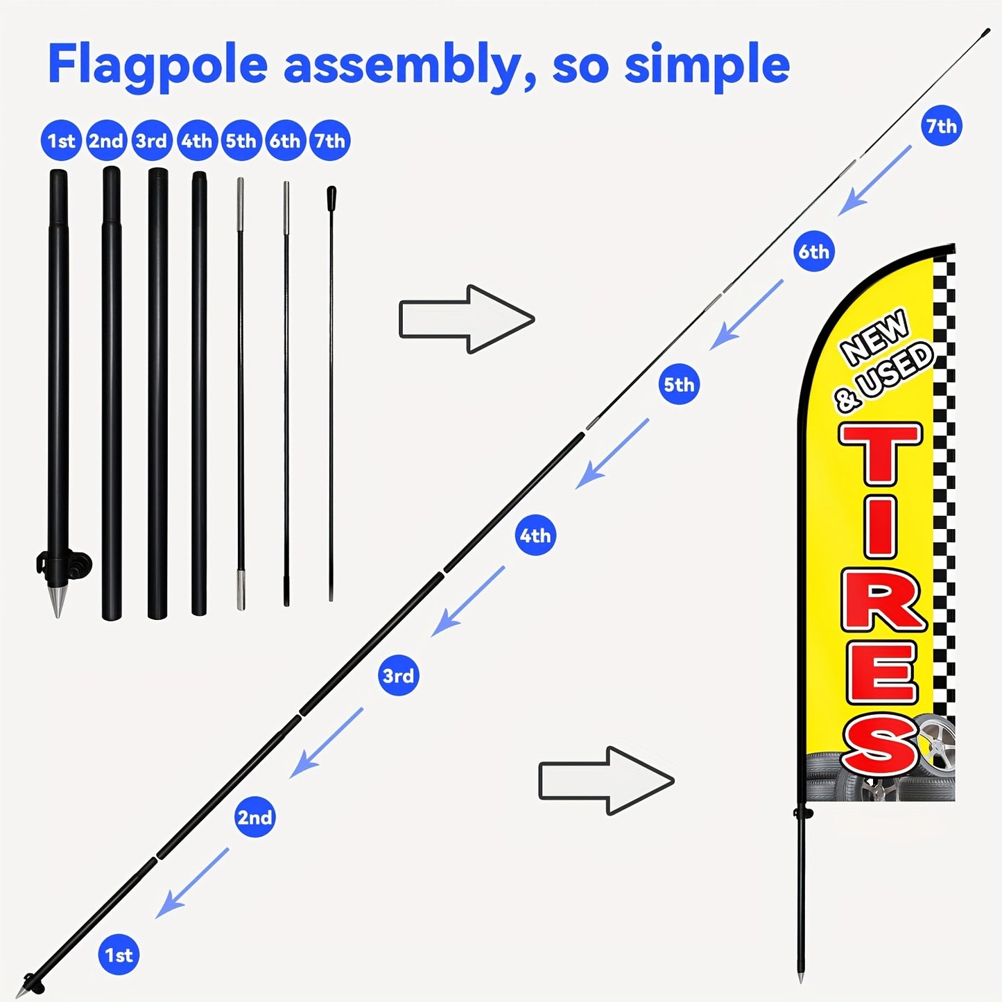 Tires Feather Flag with Pole Kit