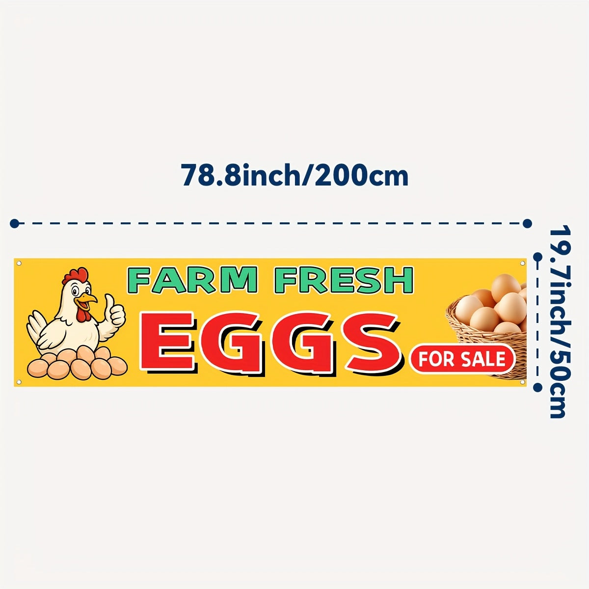 1pc Farm Fresh Eggs for Banner - Vibrant Red & Yellow Outdoor Flag with Chick Illustration, Polyester Fabric, High-Definition Print, 50x200cm, Easy Hang with 4 Grommets, Perfect for Direct Farm Advertising, Farm Advertising Sign|Vibrant Visual Appeal|Weat