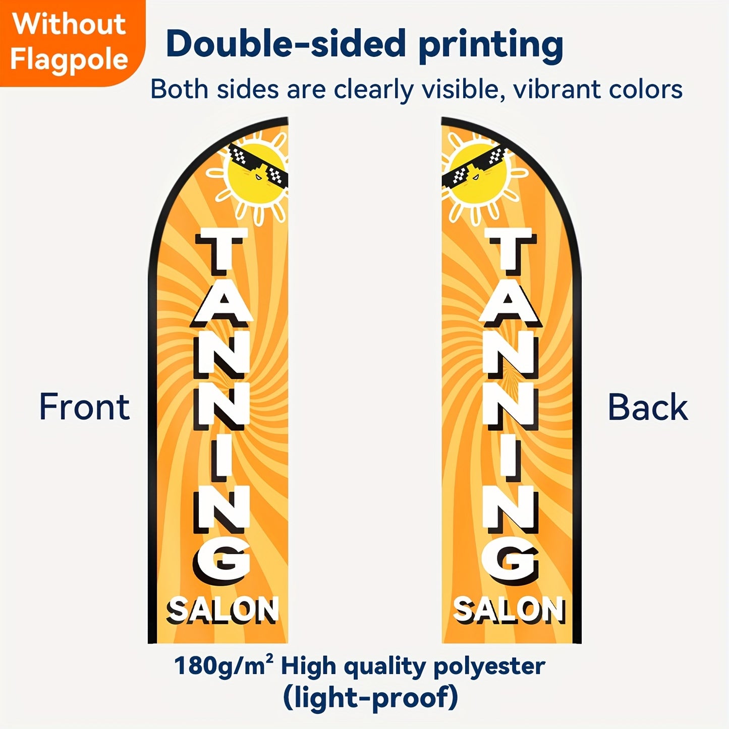 1pc Tanning Salon Feather Flag, Double-Sided HD Printed Polyester Banner, Weather-Resistant Outdoor Business Advertising Sign for Spas and Tanning Shops, Pole Mount