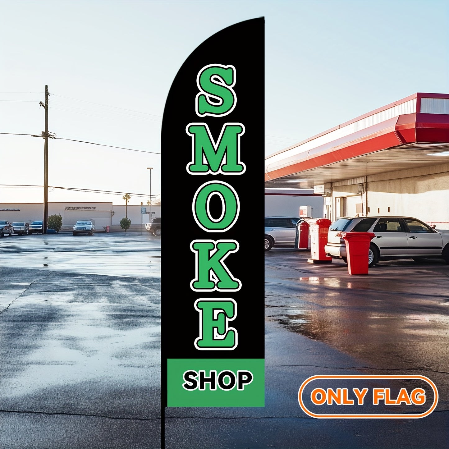 1pc Smoke Shop Feather Flag, Office Signage, Business Advertising Banner, Outdoor Display Sign for Tobacco Shops, Polyester Fabric, Single/Double-Sided Print, Pole Not Included