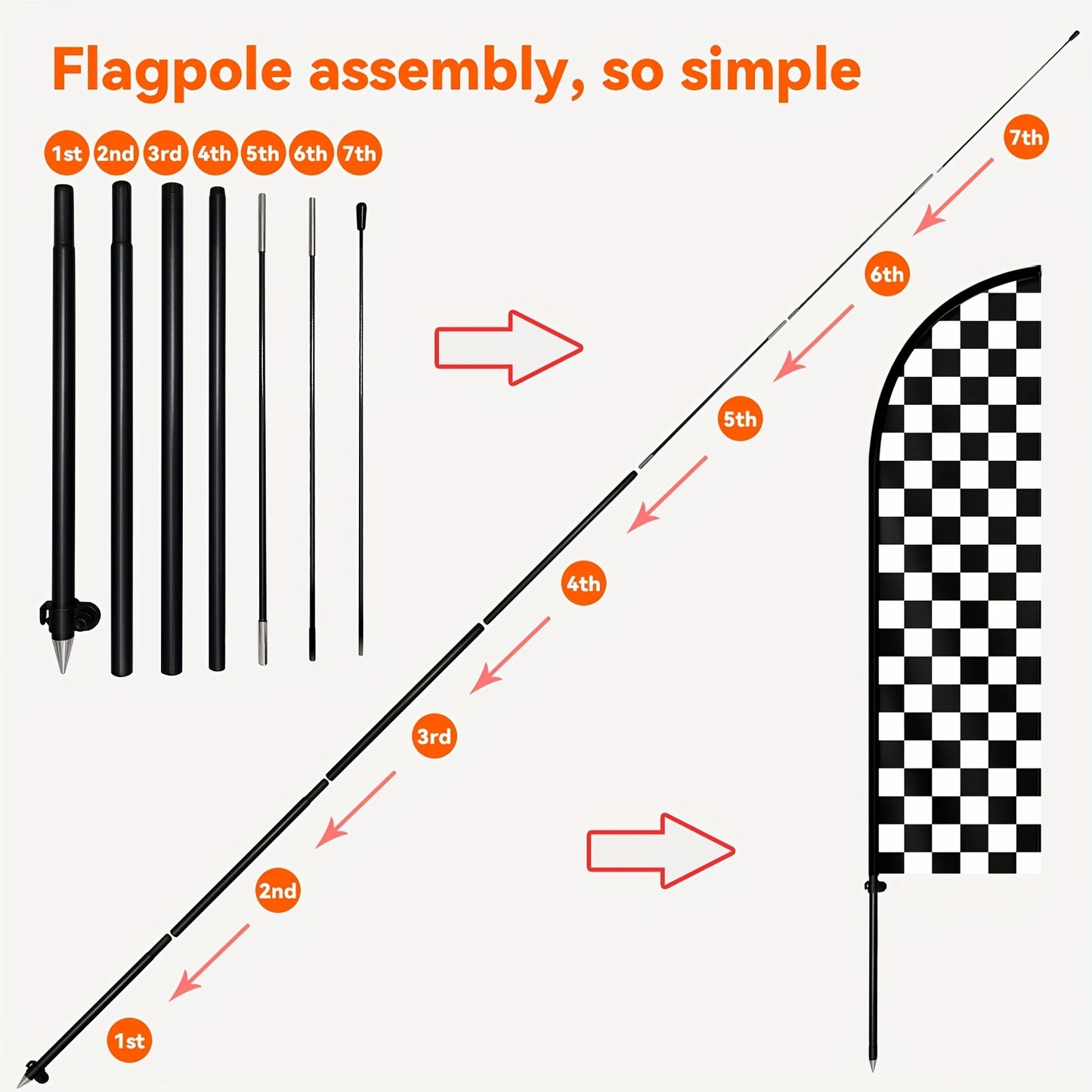1pc a Black And White Checkered Feather Flag with a Flagpole, Designed for Outdoor Events, Serves As a Racing Banner for End Line Promotions, Car Show Displays, Measuring 72.8 by 50.04 cm, with an Optional Pole