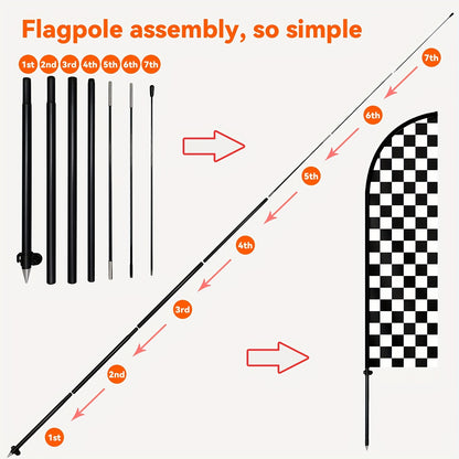 1pc a Black And White Checkered Feather Flag with a Flagpole, Designed for Outdoor Events, Serves As a Racing Banner for End Line Promotions, Car Show Displays, Measuring 72.8 by 50.04 cm, with an Optional Pole
