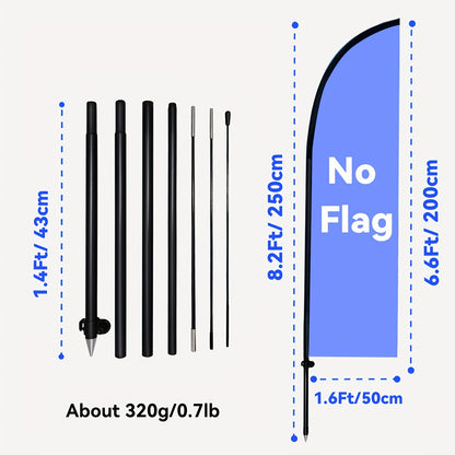 1pc Feather Flagpole, Banner Flagpole, Lightweight Flagpole Kit, Aluminum Material, Fits 48.77x201.17cm or Smaller Flags, Outdor Advertising Flag Pole, Suitable for Multiple Scenarios (No Flag)