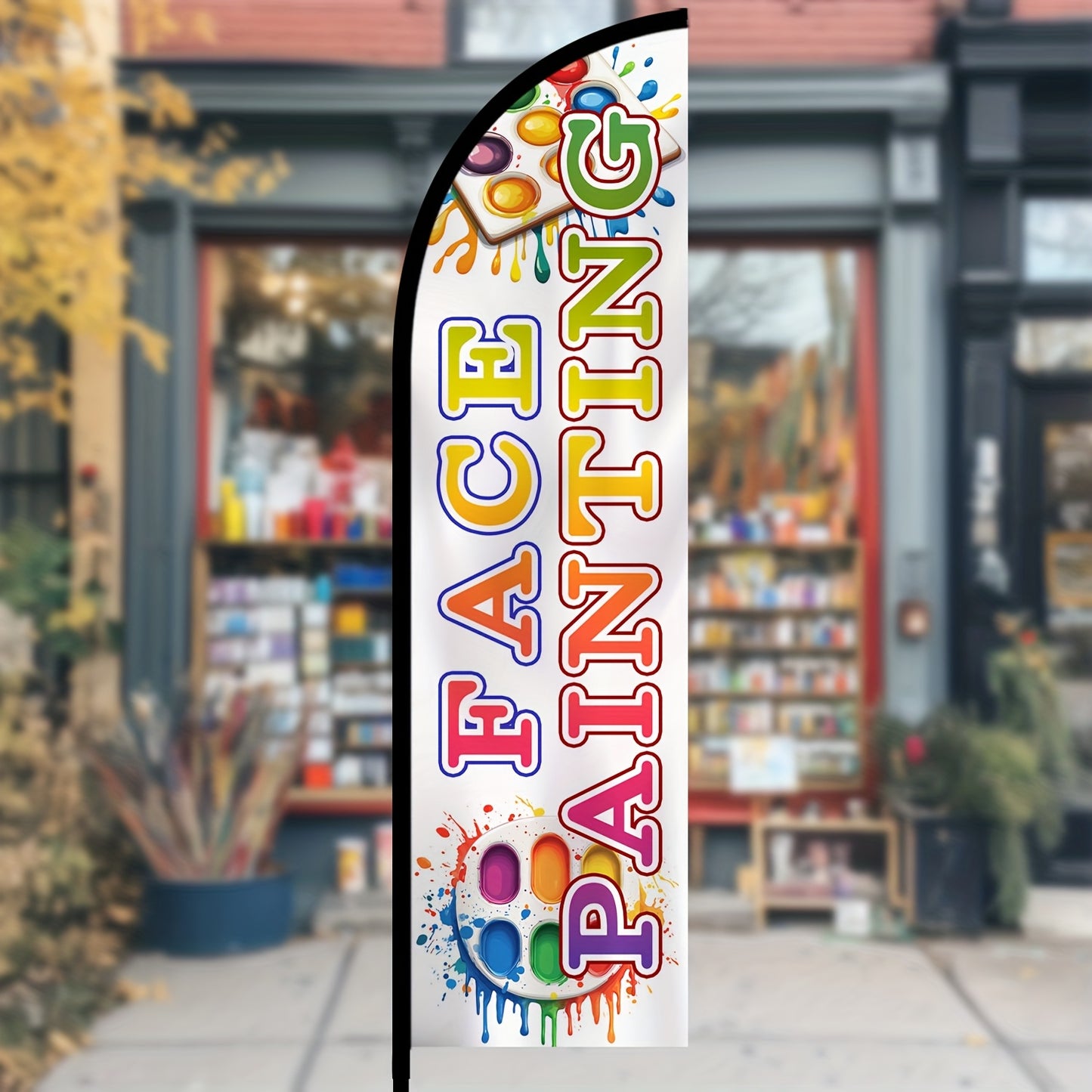 Feather Flag for Face Painting with Pole Kit, Suitable for Outdoor Advertising at Events, Party Decorations, Face Paint Signage, Festival Booth Displays, Available with Aluminum Or Fiberglass Poles, Made from Durable Polyester Fabric