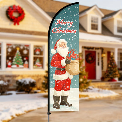 2D Door Banner Festive Christmas Flag, Outdoor Holiday Banner for Shops And Gatherings, Merry Christmas Promotion Sign, Santa Decoration, Cheerful Yard Flag, Available in And Polyester Fabric