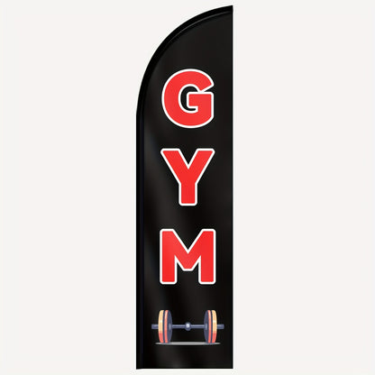 1pc GYM Feather Flag, Outdoor Flags, Store Signboard Banner, Suitable for Commercial Advertising Promotions, 48.77x201.17cm, Polyester Fabric, Double or Single sided Printing, Anti fading, Weather resistant. Flag only (excluding flagpole)