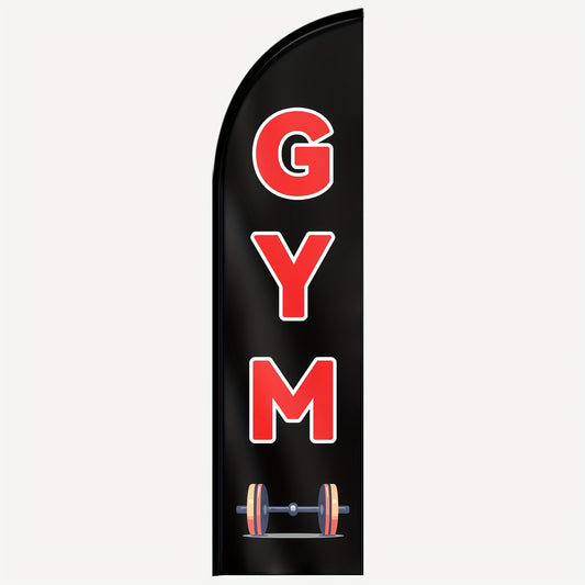 1pc GYM Feather Flag, Outdoor Flags, Store Signboard Banner, Suitable for Commercial Advertising Promotions, 48.77x201.17cm, Polyester Fabric, Double or Single sided Printing, Anti fading, Weather resistant. Flag only (excluding flagpole)