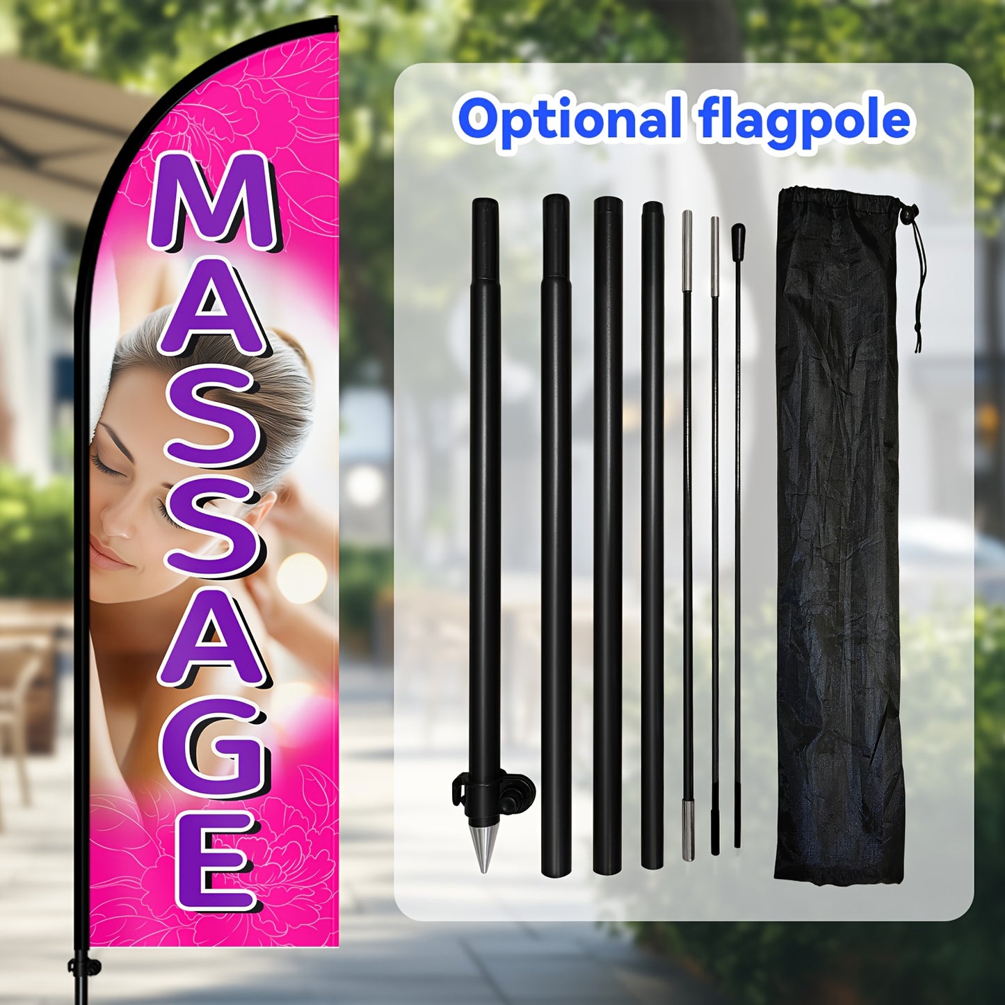 Massage Feather Flag, Double-Sided Swooper Banner, Spa Massage Open Sign, Salon Outdoor Advertising Flag, Business Promotion Feather Flag