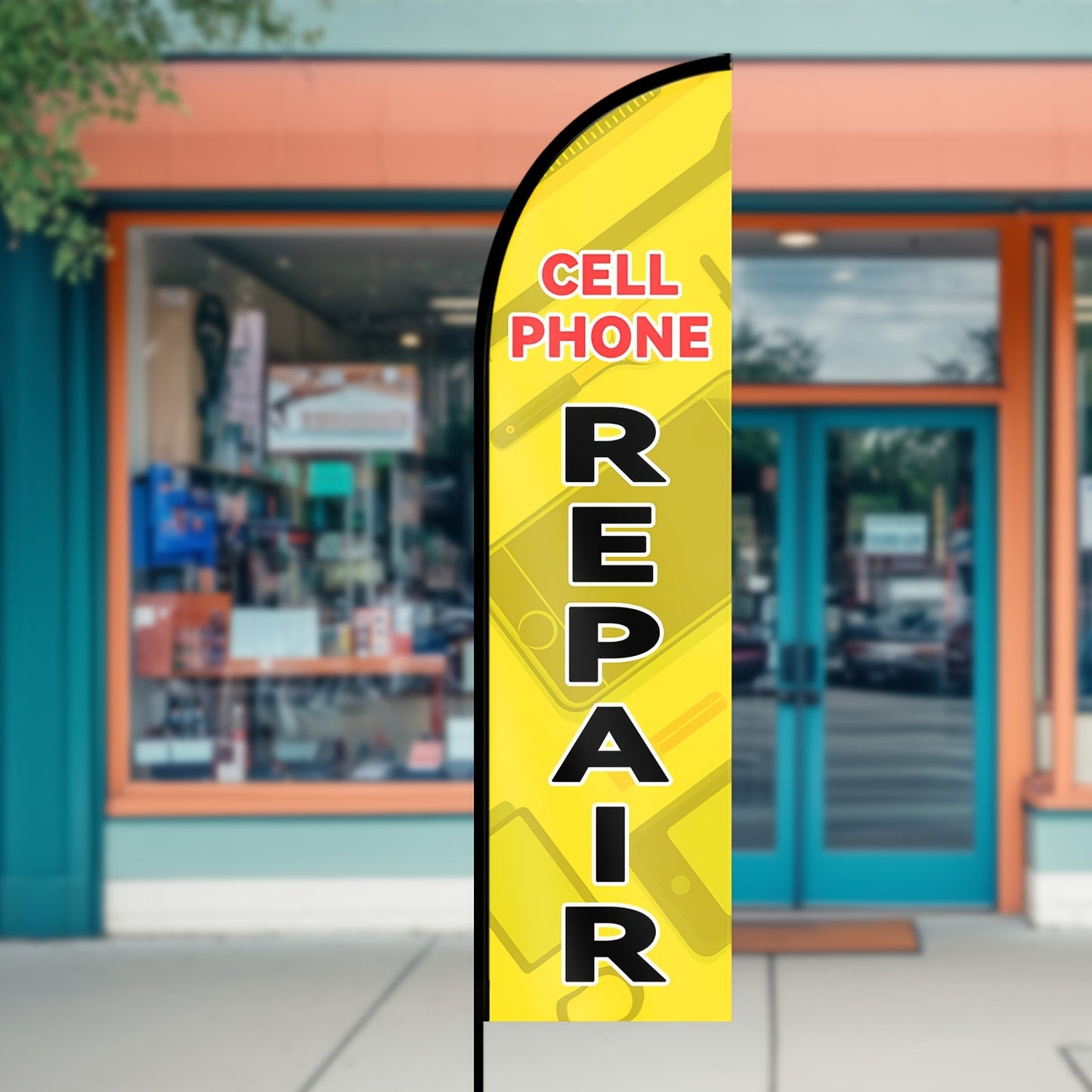 WOANIXY cell phone repair Feather Flag, 1.6x6.6ft