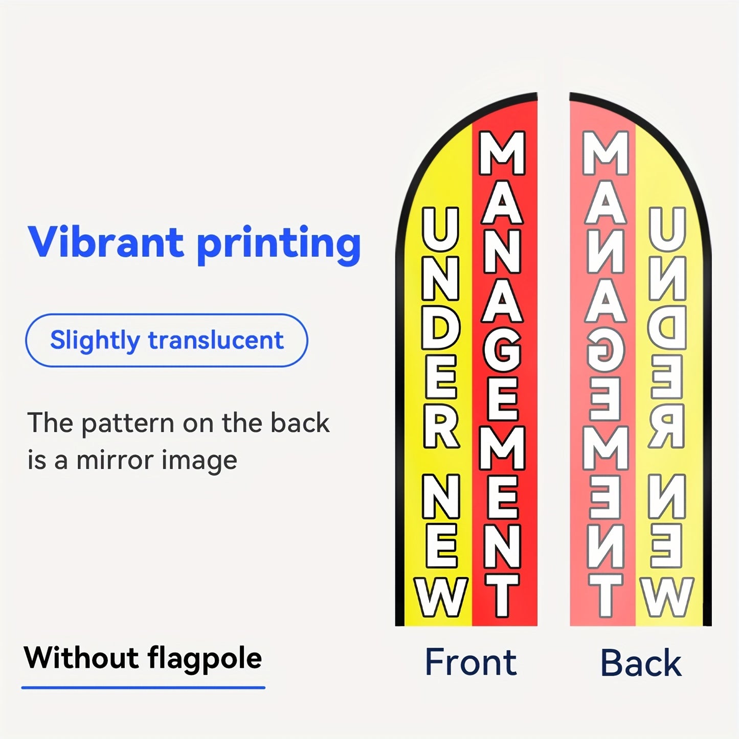 1pc Under New Management Feather Flag, Outdoor Flags, Store Signboard Banner, for Commercial Advertising Promotions, 48.77x201.17cm, Polyester Fabric, Fade Resistant, Weather Resistant. Flag Only (excluding Flagpole)