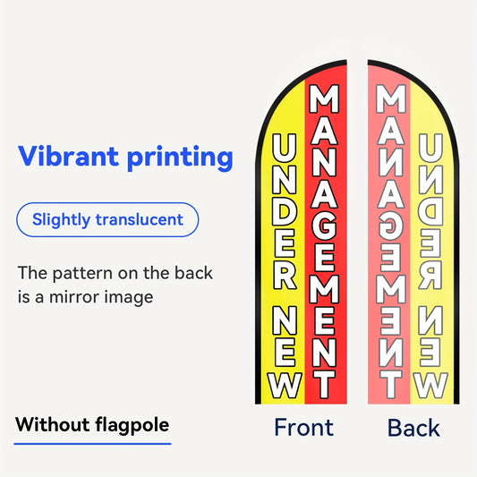 1pc Under New Management Feather Flag, Outdoor Flags, Store Signboard Banner, for Commercial Advertising Promotions, 48.77x201.17cm, Polyester Fabric, Fade Resistant, Weather Resistant. Flag Only (excluding Flagpole)