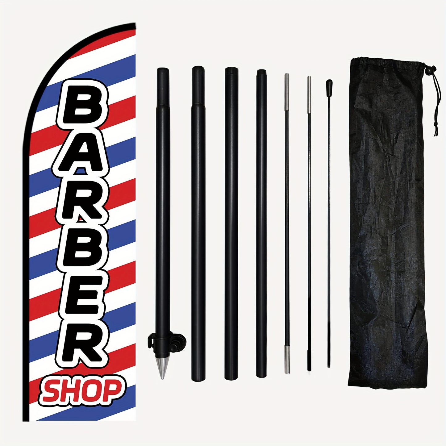 1pc Barber Shop Feather Flag with Flagpole, Outdoor Flag, Barbershop Advertising Banner, Optional Flagpole Kit Or Flag Solely, Flag Size 50X185Cm/72.8X19.7 Inches, Polyester Fabric, High-Definition Print