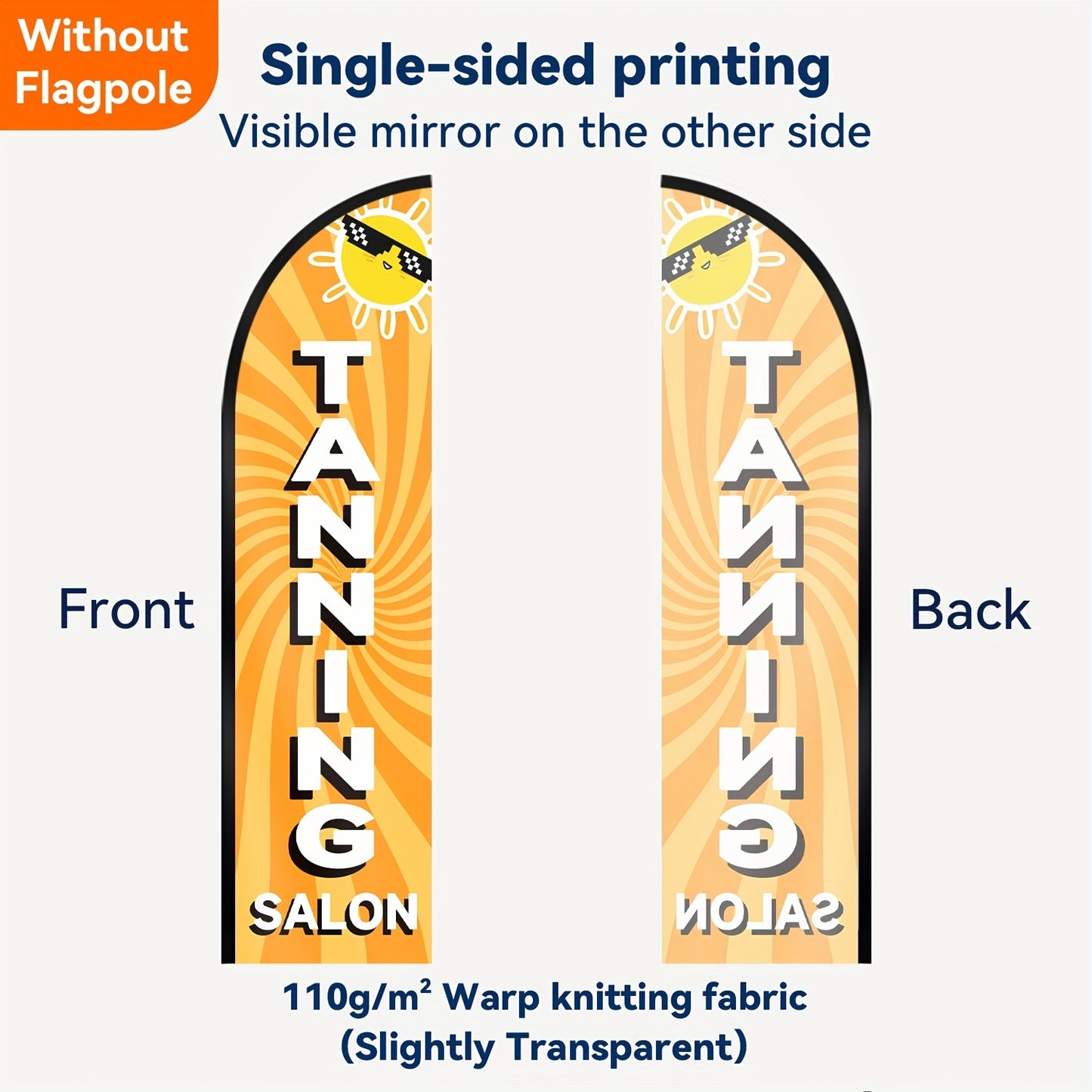 1pc Tanning Salon Feather Flag, Double-Sided HD Printed Polyester Banner, Weather-Resistant Outdoor Business Advertising Sign for Spas and Tanning Shops, Pole Mount