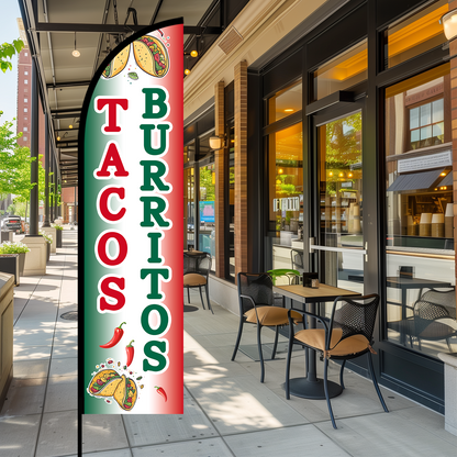 TACOS BURRITOS Feather Flag