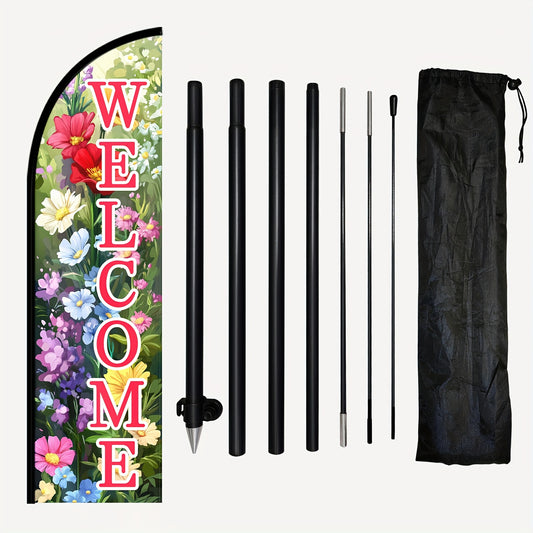 WOANIXY Welcome Feather Flag with Pole, 1.6x6.1ft