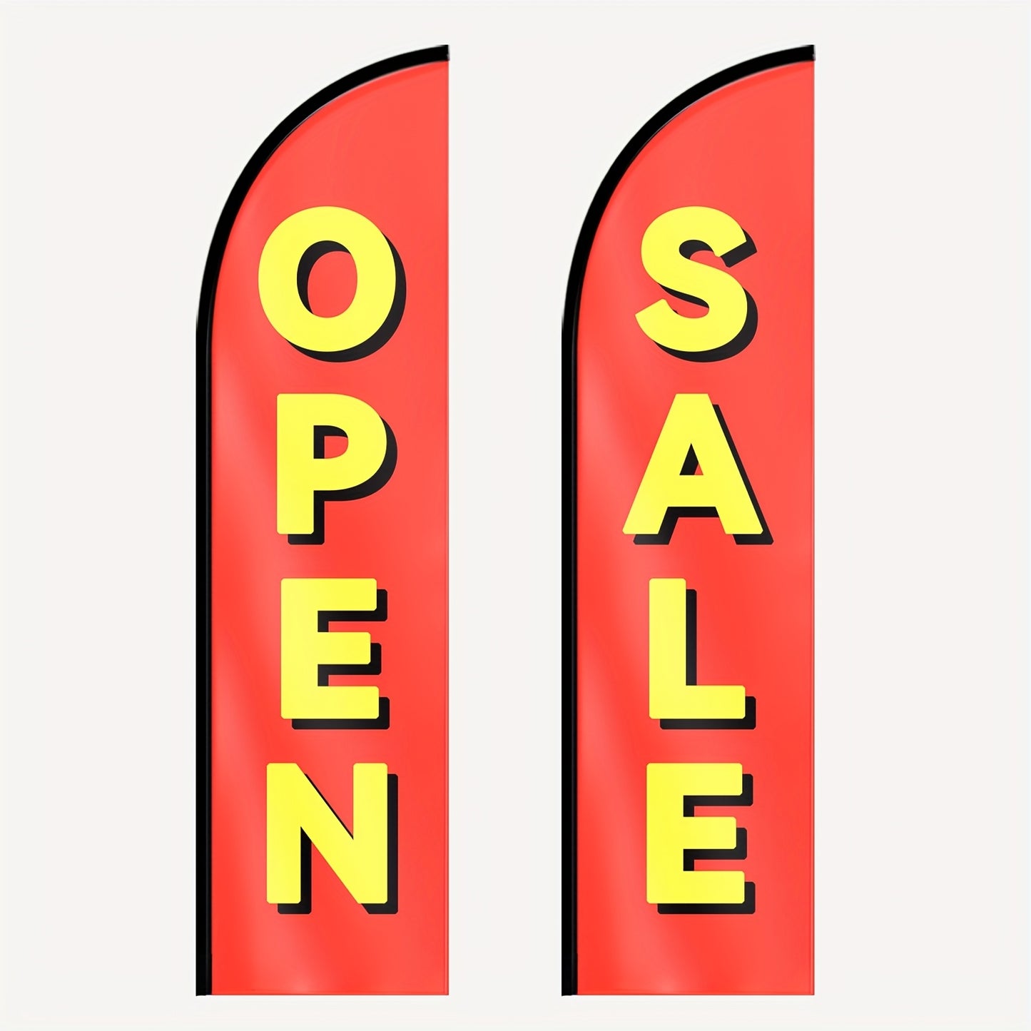 1pc OPEN Feather Flag - Vibrant Red Polyester Outdoor Sign with Yellow Lettering, Double-Sided Print for Office, Store Promotions, No Pole Included, Outdoor Advertising | Bold Visual Impact | Durable Outdoor Material, Outdoor Signage