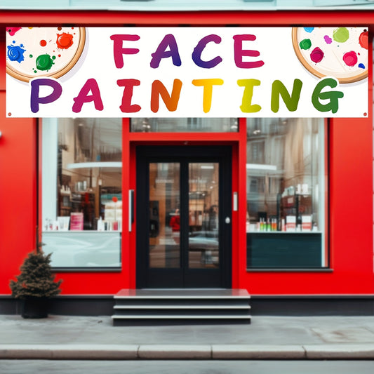 1pc face painting flag, outdoor banner decoration, face painting shop sign logo, suitable for commercial advertising promotion, polyester fabric, with 4 Grommets for easy hang