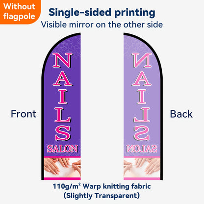 1pc Nail salon feather flag, nail salon signboard, advertising banner decoration, double-sided or single-sided printing, polyester fabric, excluding flagpole