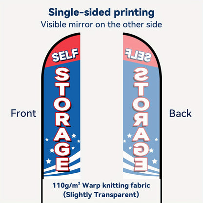 1pc Double-Sided Self Storage Feather Flag with Cross Base, High-Quality Polyester, Outdoor Advertising Store Decoration