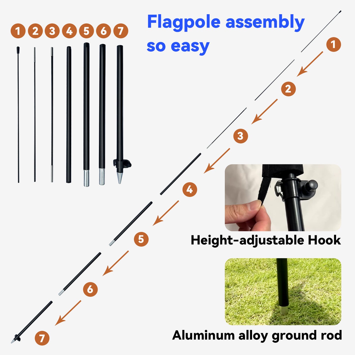 8FT Feather Flag Pole Kit