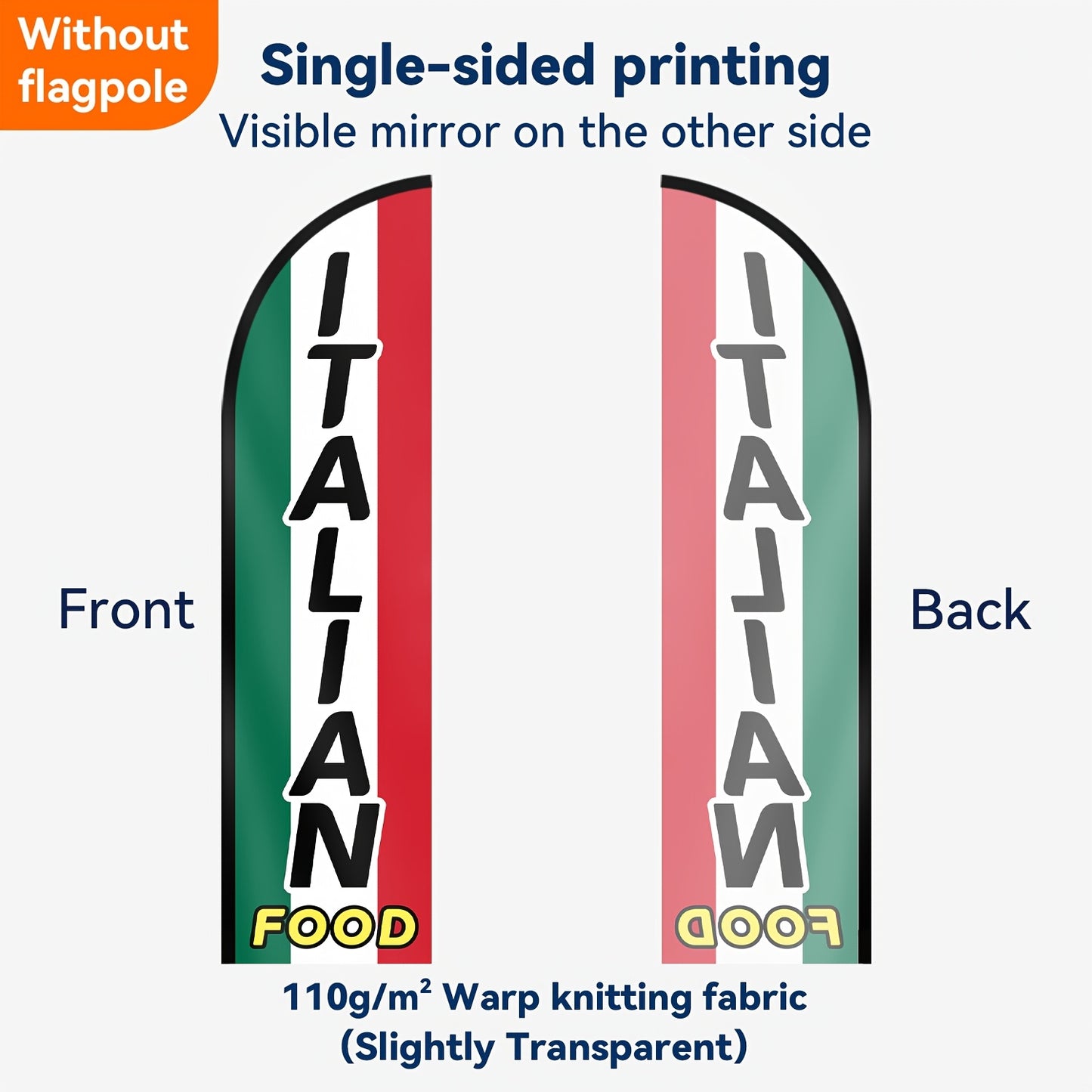 1pc Italian food store flag, Italian food store signboard banner, feather flag, for store advertising promotion decoration, double/single-sided printing, polyester fabric
