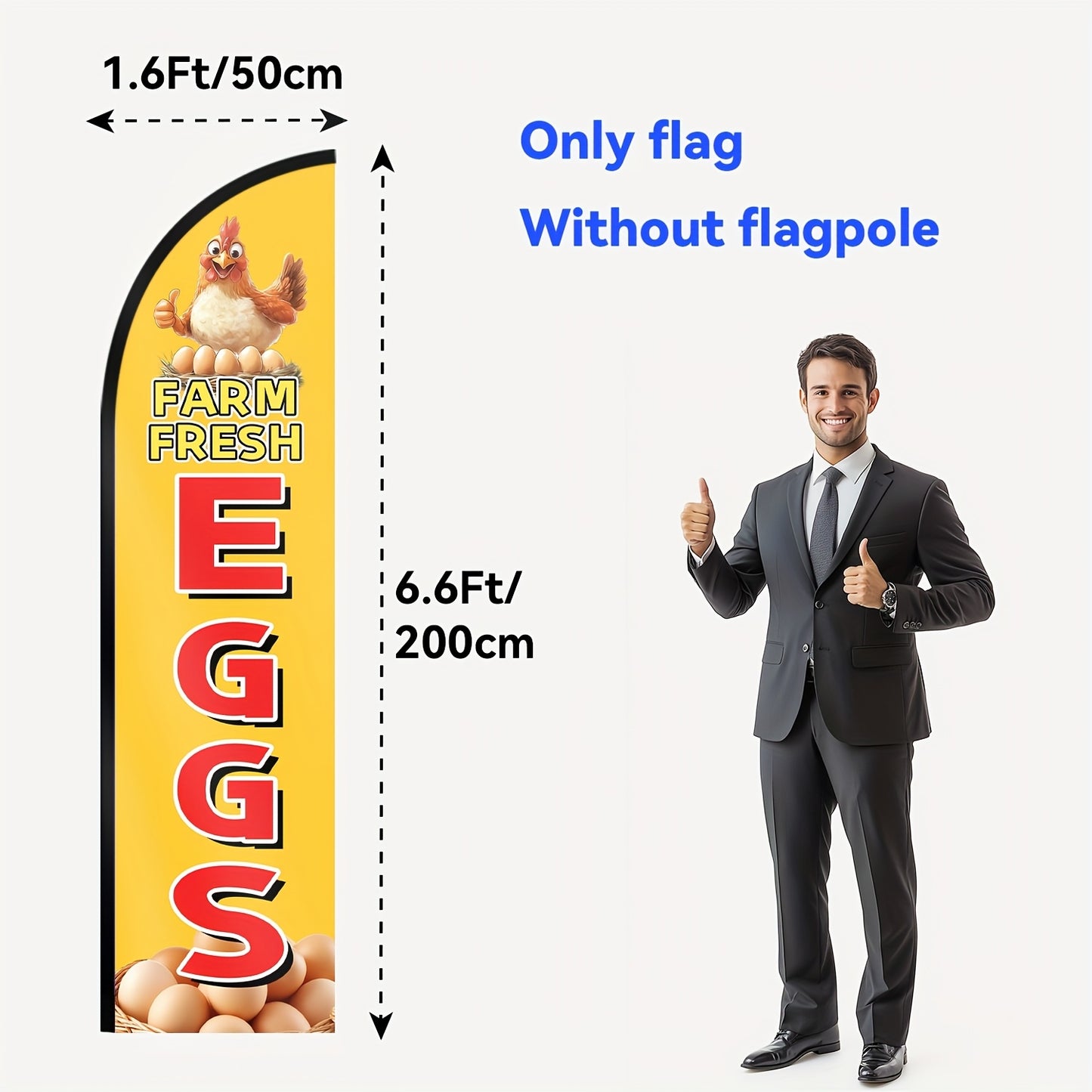 1pc Farm Fresh Eggs Outdoor Flag - Vibrant Yellow with Red & Green Accents, Double-Sided Polyester Advertising Banner for Shops, Promotions, and Events, Weather-Resistant & Fade-Proof, Promotional Banner | Vibrant Egg Design | Weatherresistant Fla