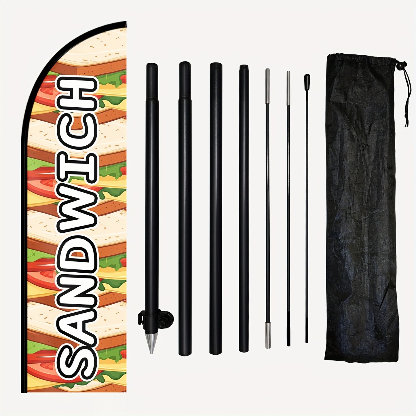 1pc of Sandwich Feather Flag Along with a Flagpole Kit, Made of Polyester, Suitable for Restaurants, Outdoor Business Signage, Wind-Resistant Food Advertising Display
