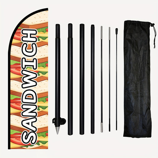 1pc of Sandwich Feather Flag Along with a Flagpole Kit, Made of Polyester, Suitable for Restaurants, Outdoor Business Signage, Wind-Resistant Food Advertising Display