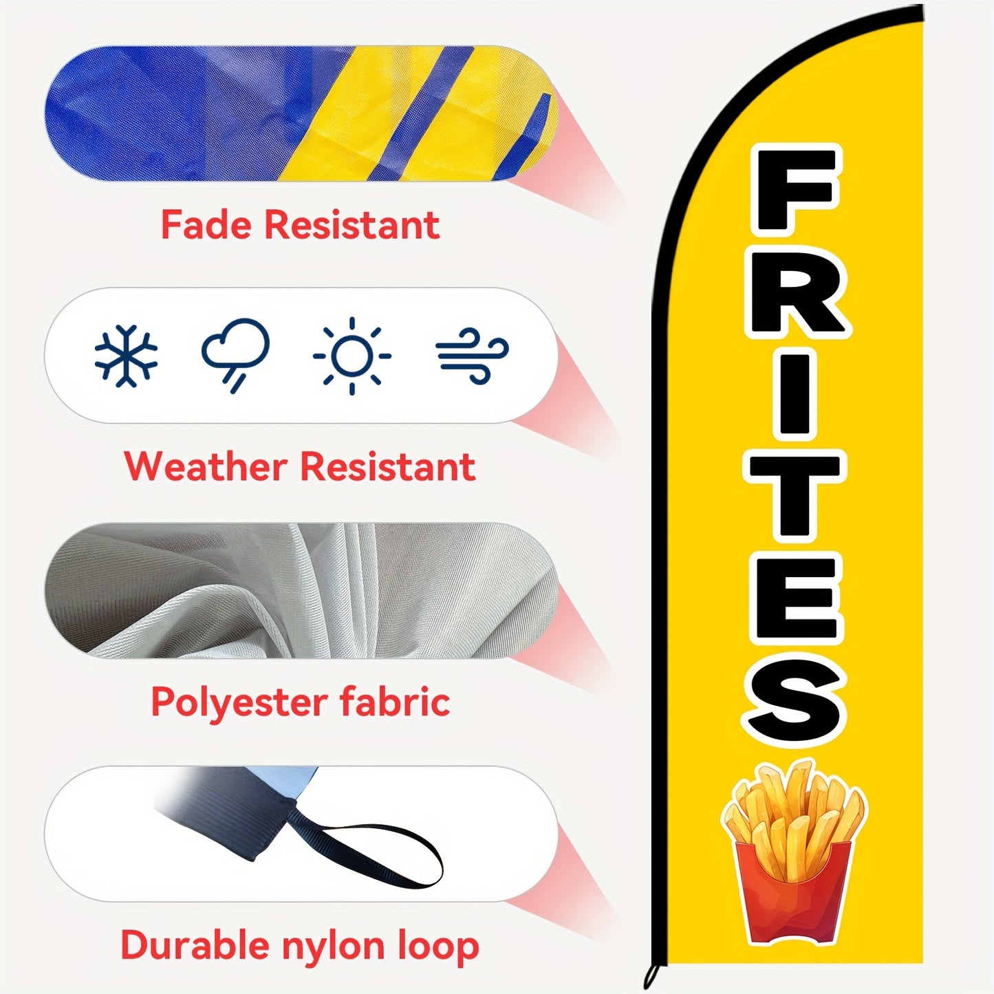 WOANIXY Fries Restaurant Flag, 1.6x6.1ft