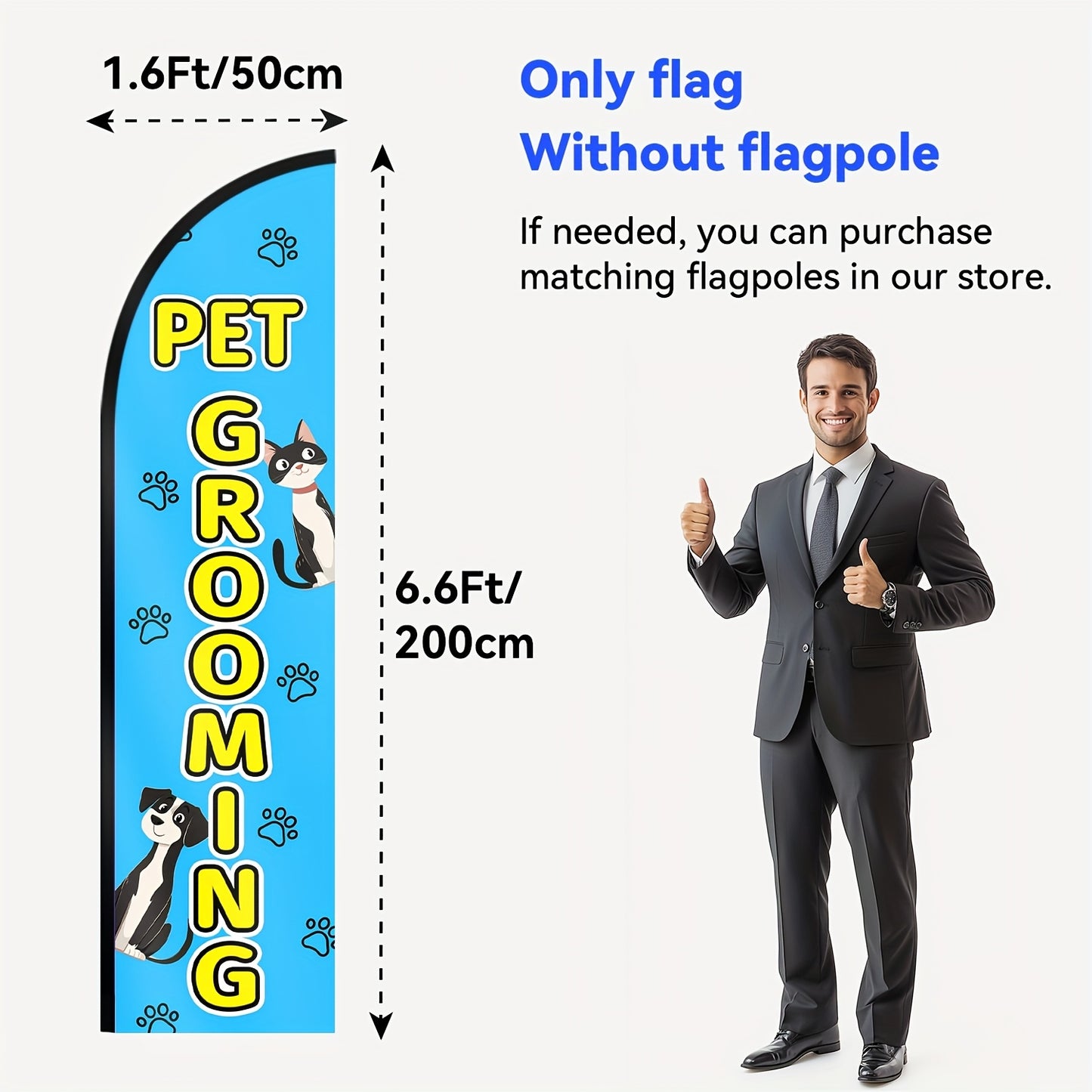 WOANIXY Pet Grooming Feather Flag, 1.6x6.6ft