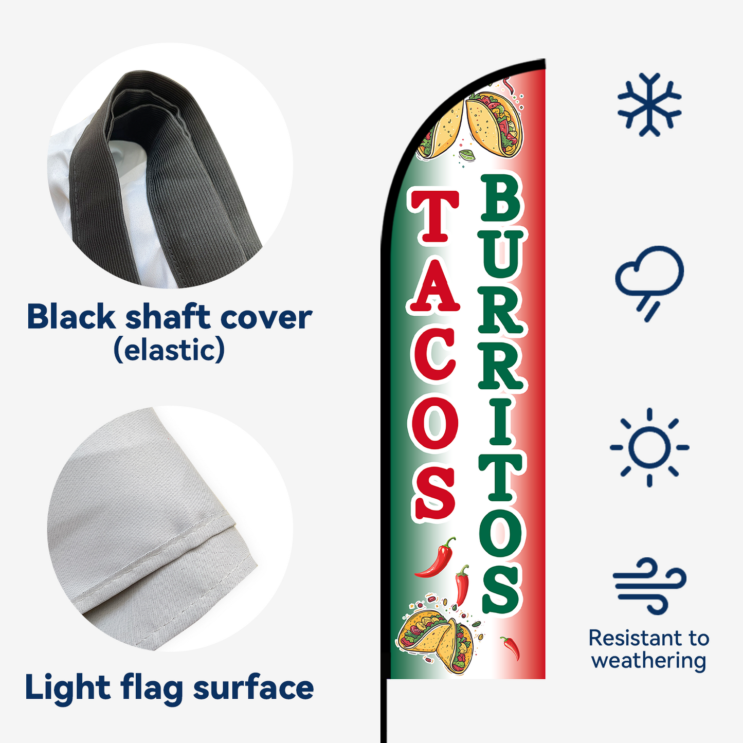 TACOS BURRITOS Feather Flag
