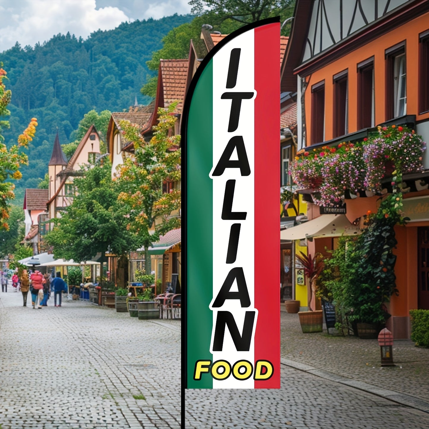 1pc Italian food store flag, Italian food store signboard banner, feather flag, for store advertising promotion decoration, double/single-sided printing, polyester fabric